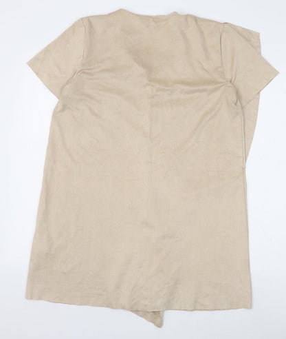 Zara Womens Beige Polyester Shift Size M V-Neck Zip