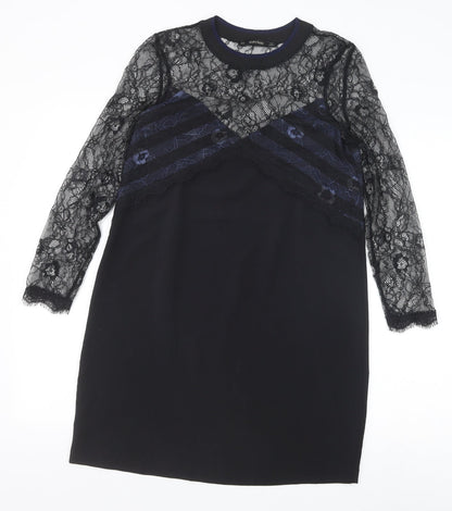 Zara Womens Black Polyamide Shift Size XS Round Neck Pullover - Lace Top