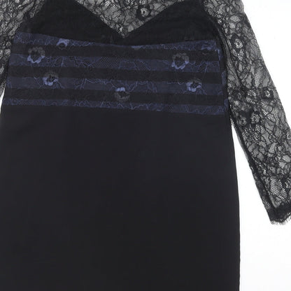 Zara Womens Black Polyamide Shift Size XS Round Neck Pullover - Lace Top