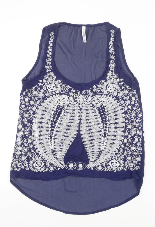 Womens UK Size M Stradivarius Blue Basic Tank