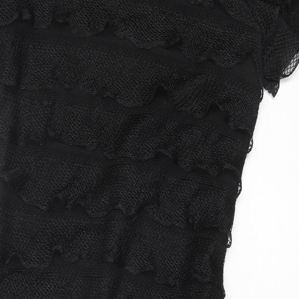 Glitz Womens Black Polyester Sheath Size 12 Round Neck Pullover