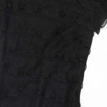 Glitz Womens Black Polyester Sheath Size 12 Round Neck Pullover