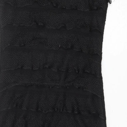 Glitz Womens Black Polyester Sheath Size 12 Round Neck Pullover