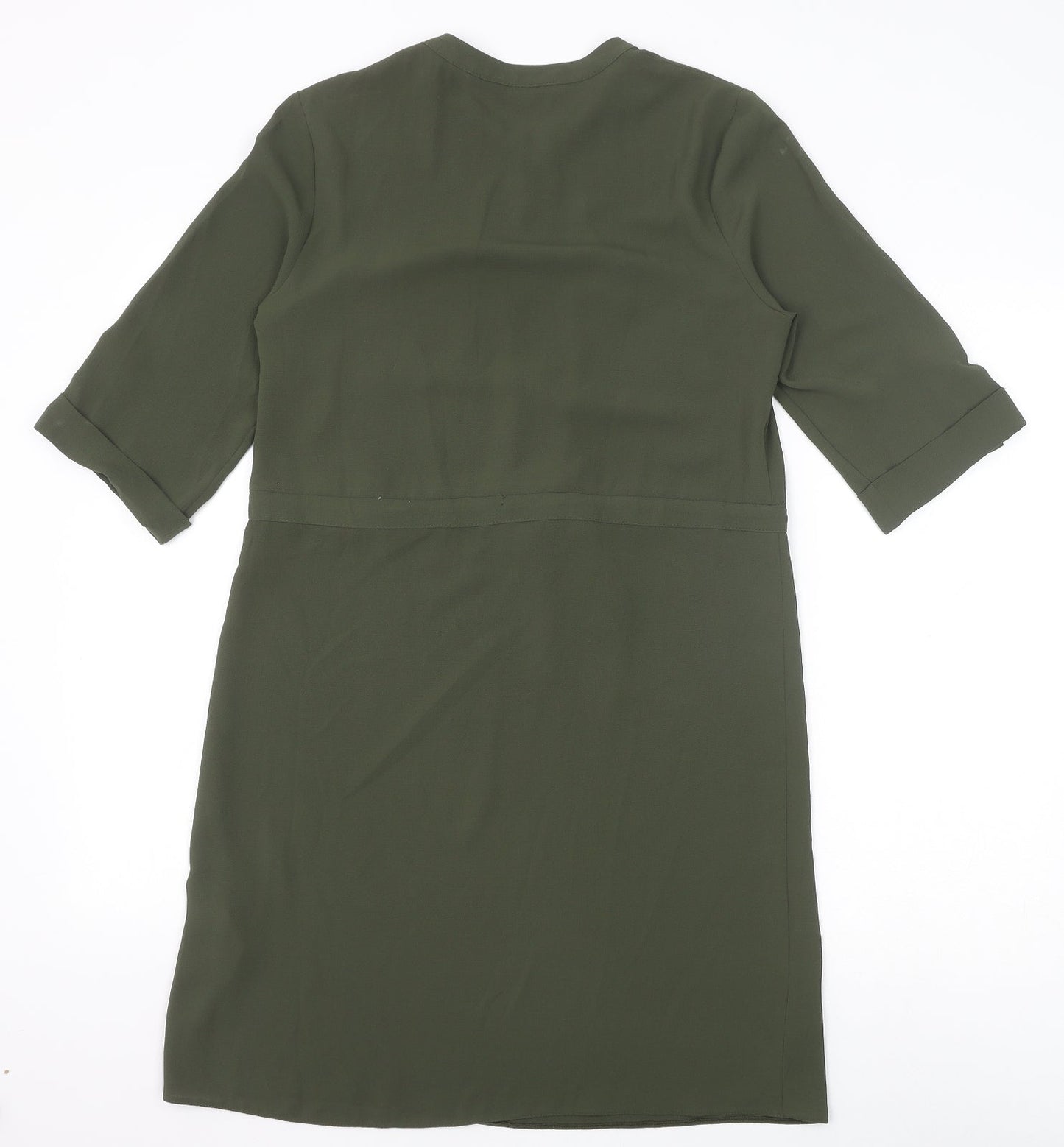 F&F Womens Green Polyester A-Line Size 6 Round Neck Zip - Drawstring Waist