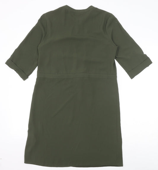 F&F Womens Green Polyester A-Line Size 6 Round Neck Zip - Drawstring Waist