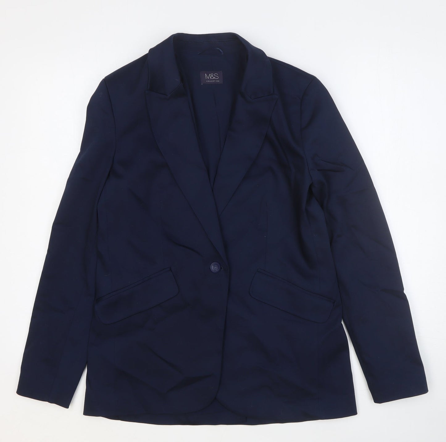 Marks and Spencer Womens Blue Cotton Jacket Blazer Size 12