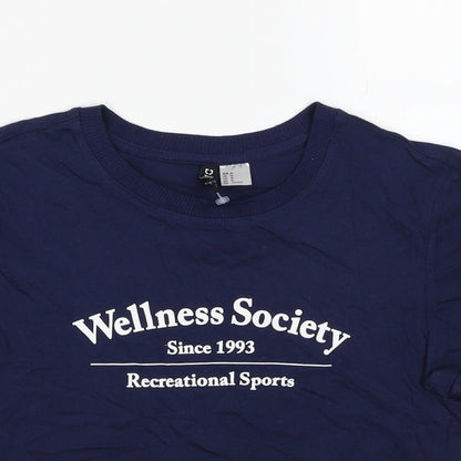 Divided by H&M Womens Blue Cotton Cropped T-Shirt Size M Scoop Neck - Wellness Society