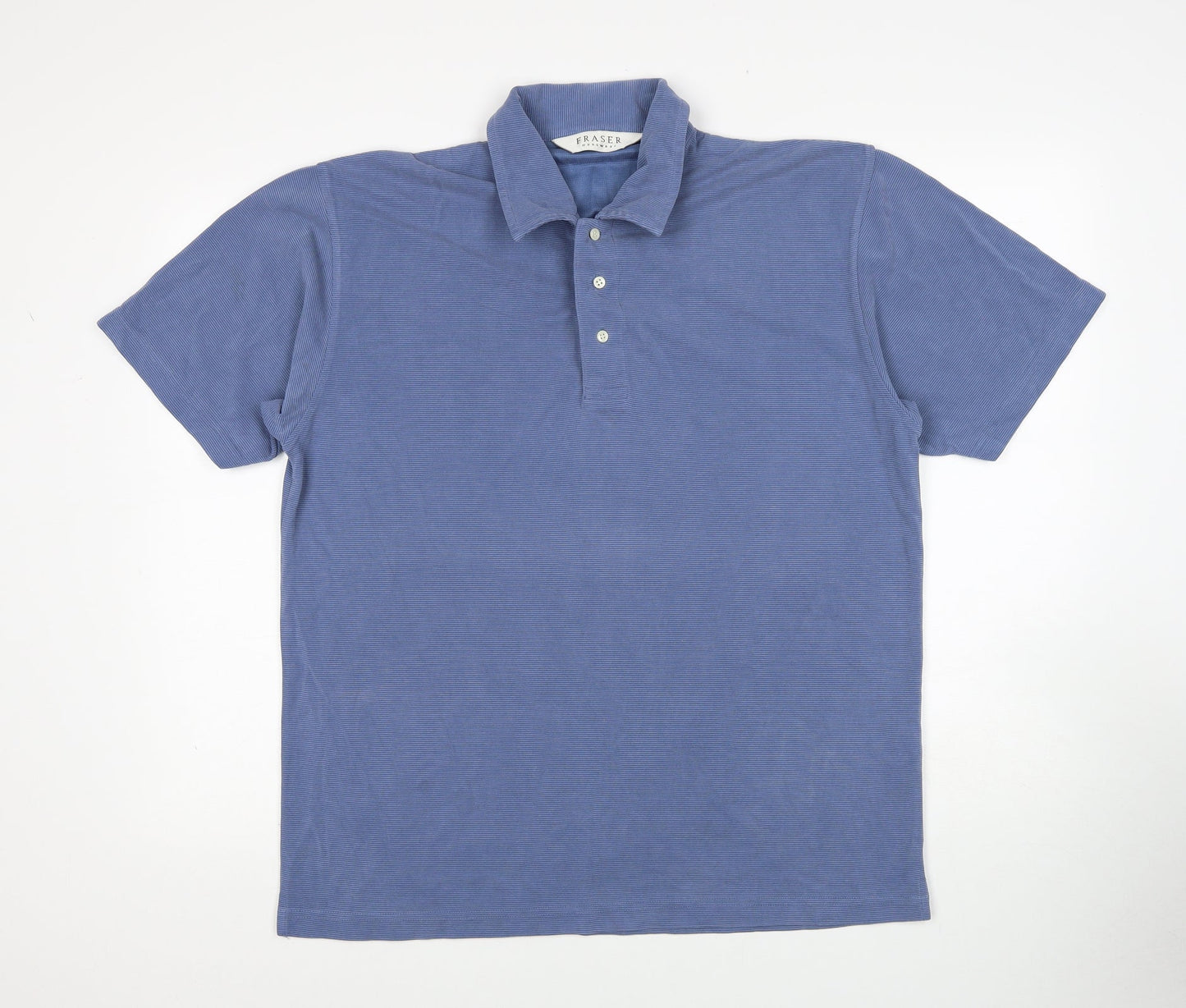 Fraser Mens Blue Cotton Polo Size M Collared Pullover