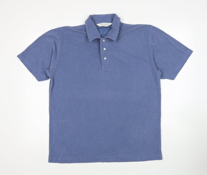 Fraser Mens Blue Cotton Polo Size M Collared Pullover