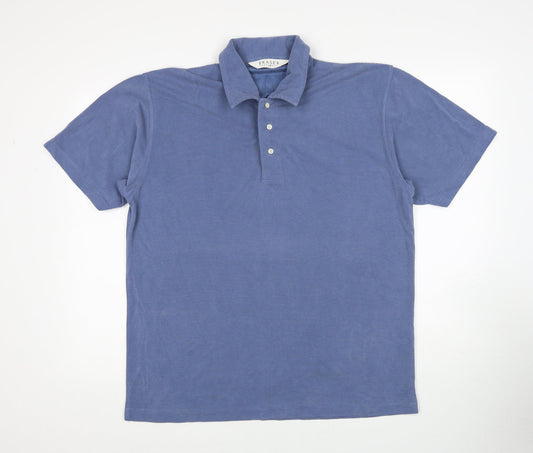 Fraser Mens Blue Cotton Polo Size M Collared Pullover