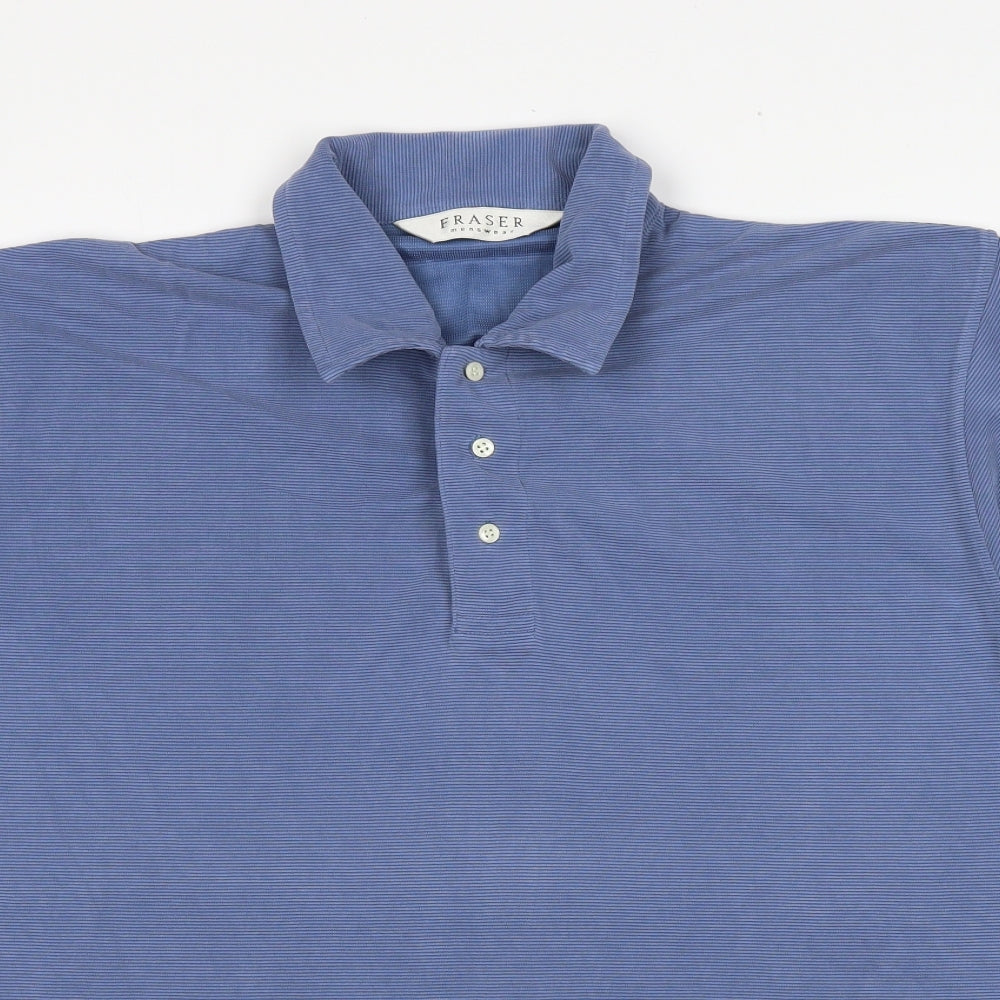 Fraser Mens Blue Cotton Polo Size M Collared Pullover