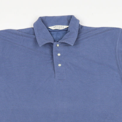 Fraser Mens Blue Cotton Polo Size M Collared Pullover
