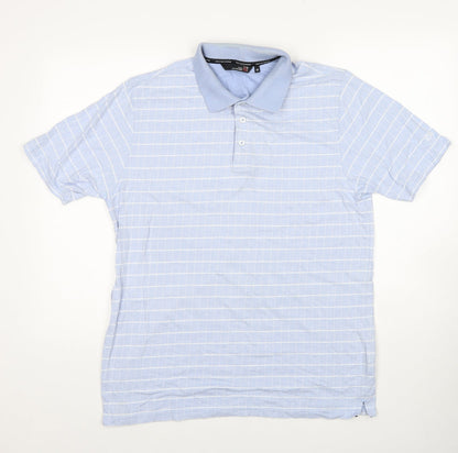 Colin Montgomere Mens Blue Check Cotton Polo Size M Collared Button