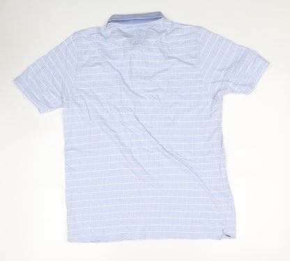 Colin Montgomere Mens Blue Check Cotton Polo Size M Collared Button