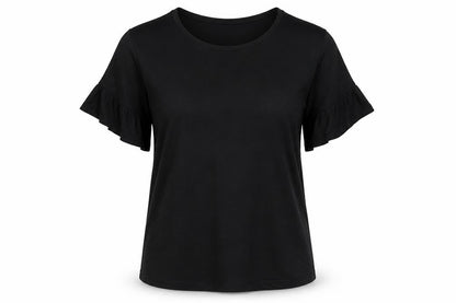 Womens UK Size 10 Nutmeg Black Basic T-Shirt
