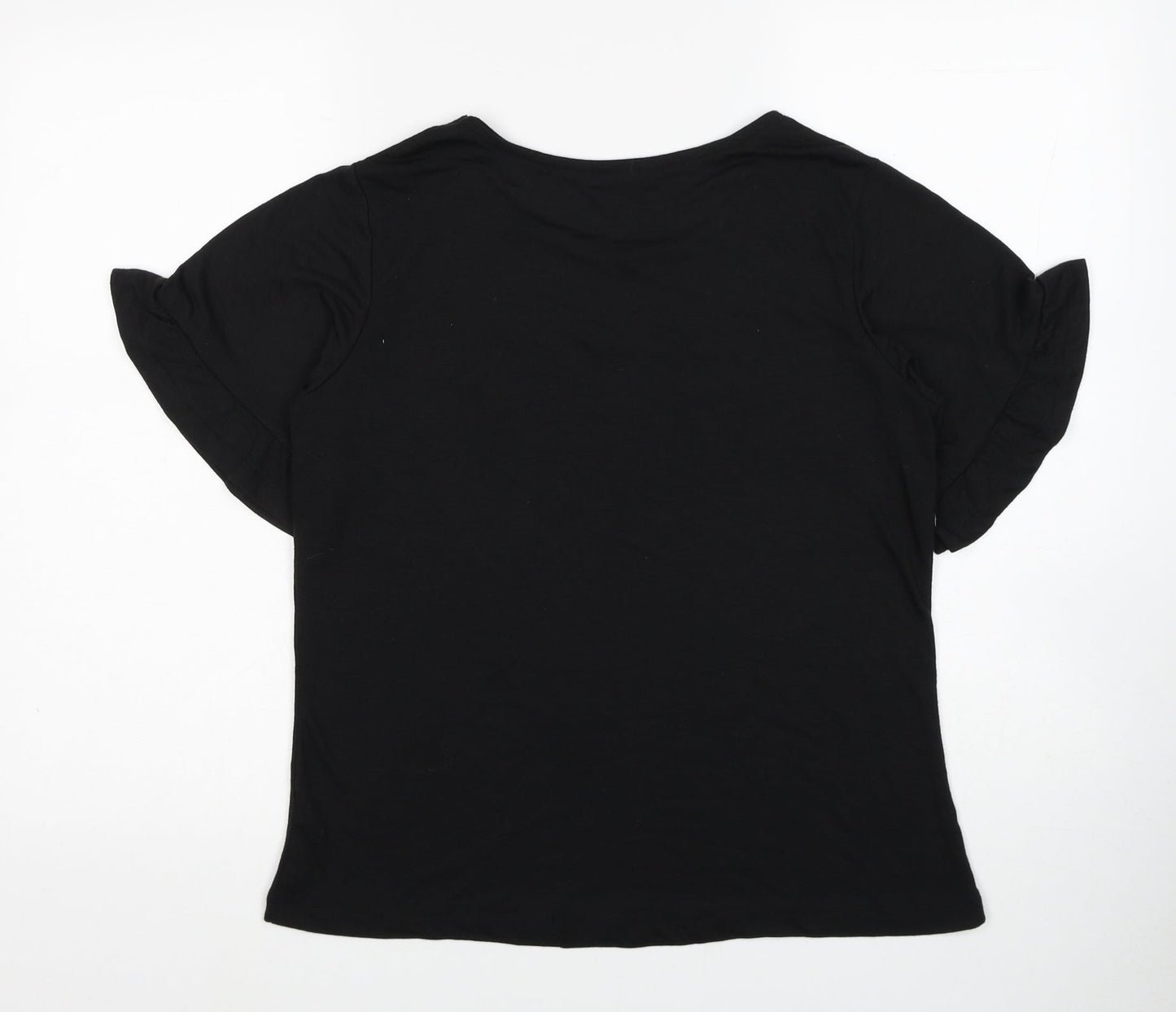 Nutmeg Womens Black Polyester Basic T-Shirt Size 10 Round Neck