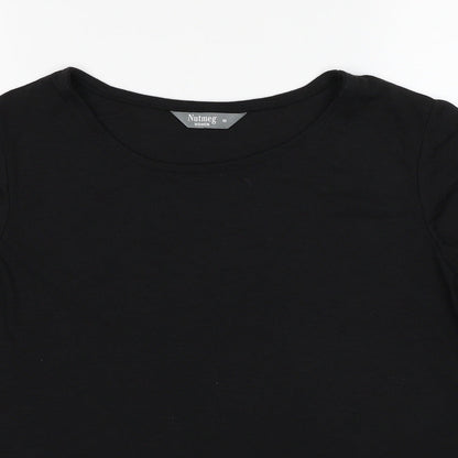 Nutmeg Womens Black Polyester Basic T-Shirt Size 10 Round Neck