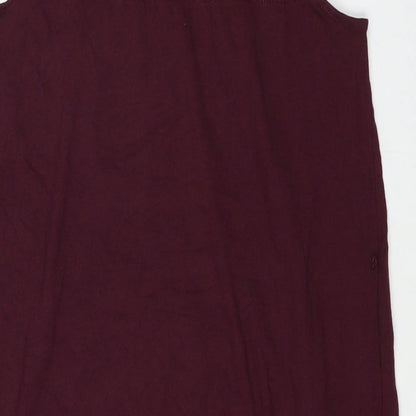 H&M Womens Red Cotton Tank Dress Size XS Round Neck Pullover - Lace Detail