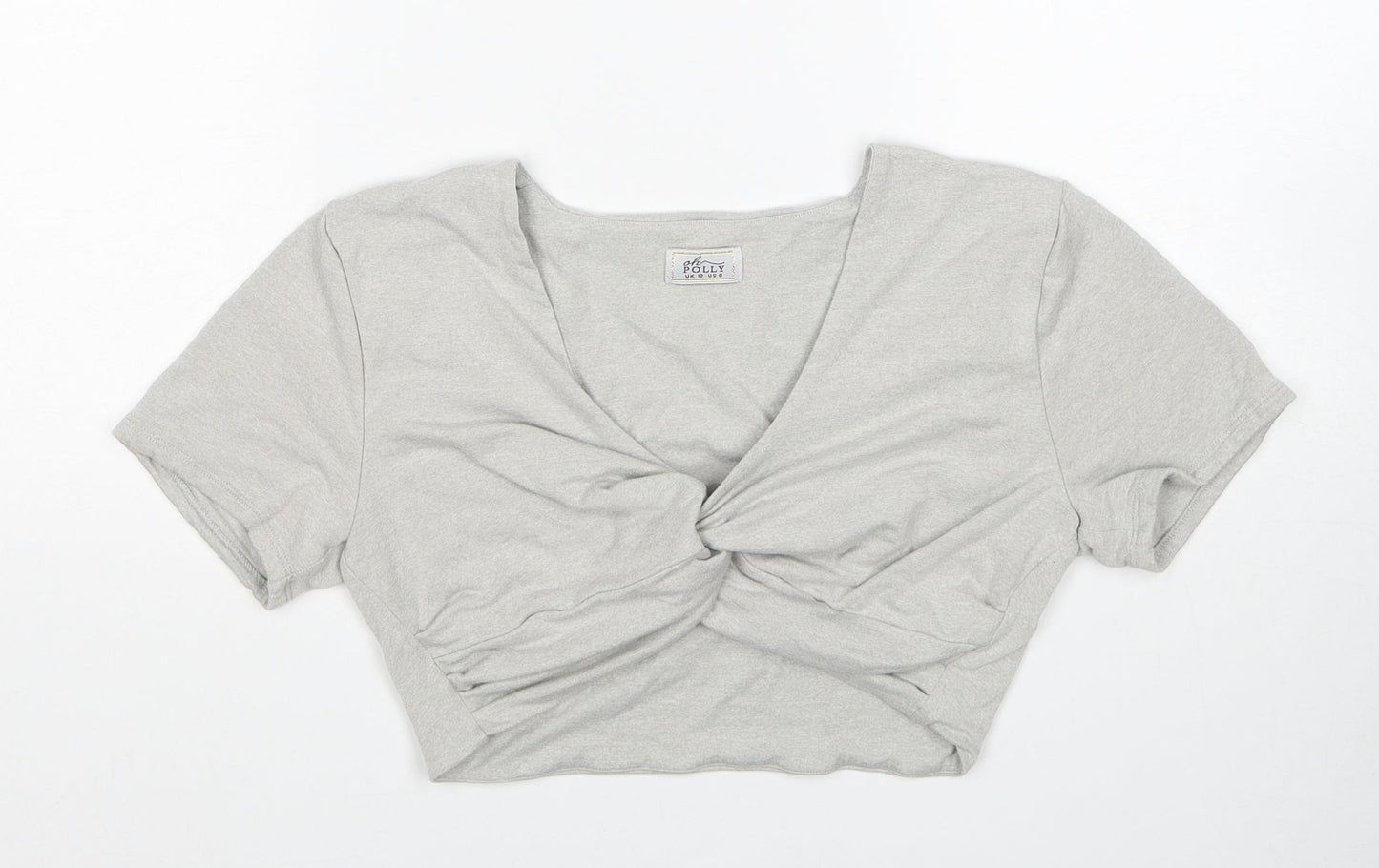 OhPolly Womens Grey Cotton Basic Tank Size 12 V-Neck - Twist Detail