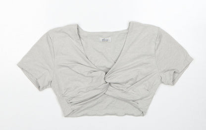 OhPolly Womens Grey Cotton Basic Tank Size 12 V-Neck - Twist Detail