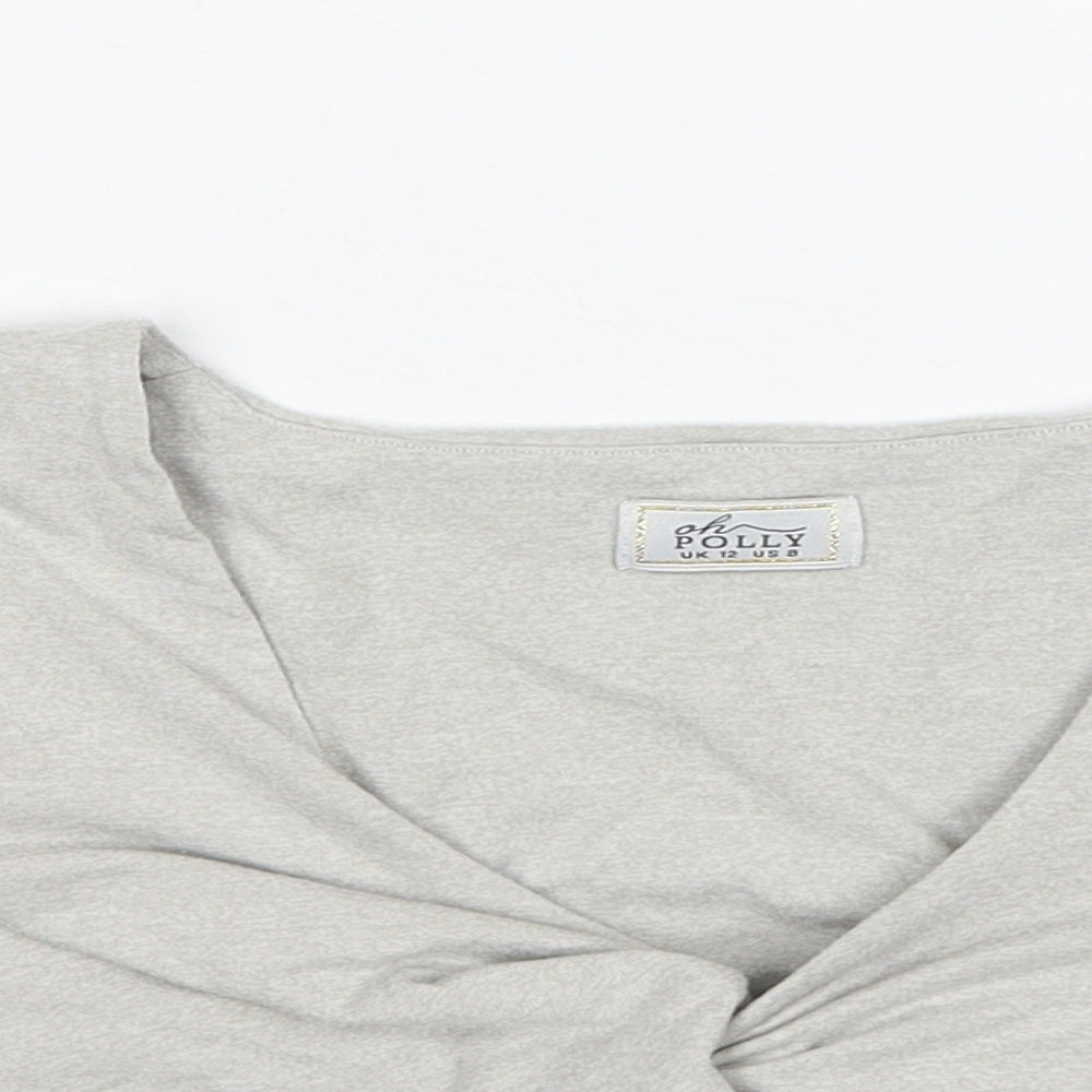 OhPolly Womens Grey Cotton Basic Tank Size 12 V-Neck - Twist Detail