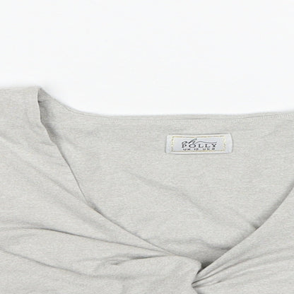 OhPolly Womens Grey Cotton Basic Tank Size 12 V-Neck - Twist Detail