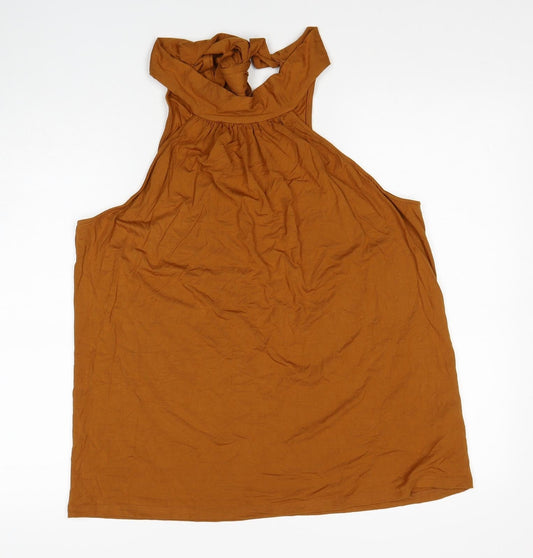 Womens UK Size XL Preworn Brown Basic Tank