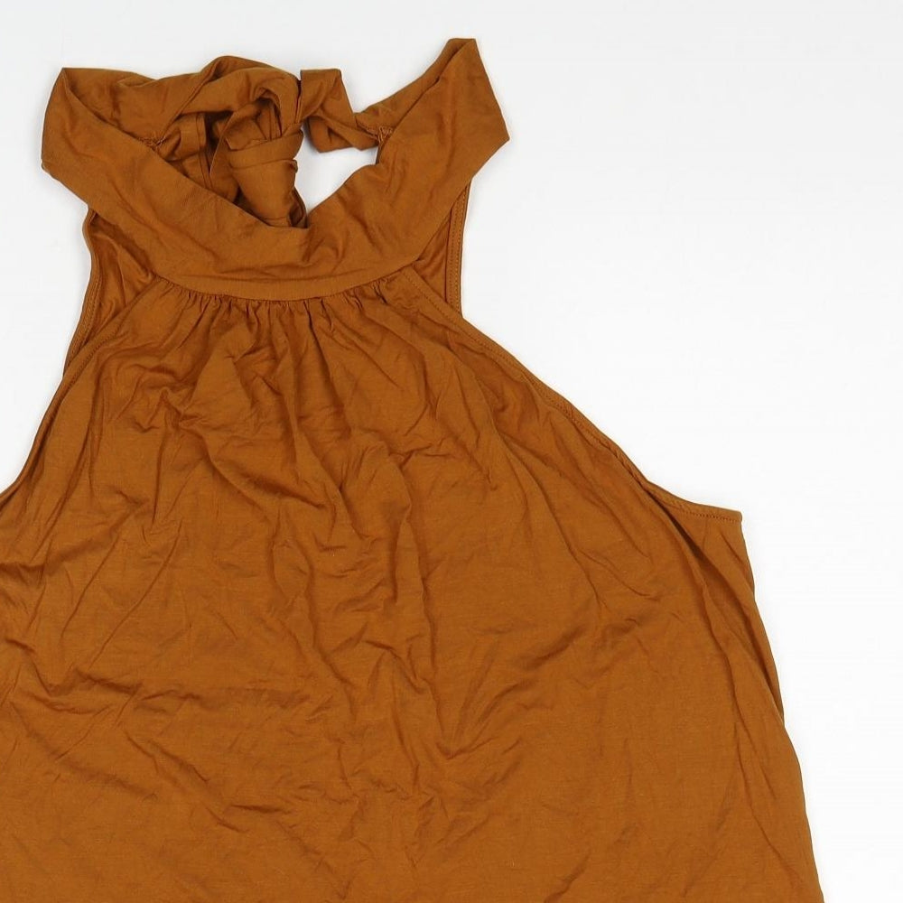 Womens UK Size XL Preworn Brown Basic Tank