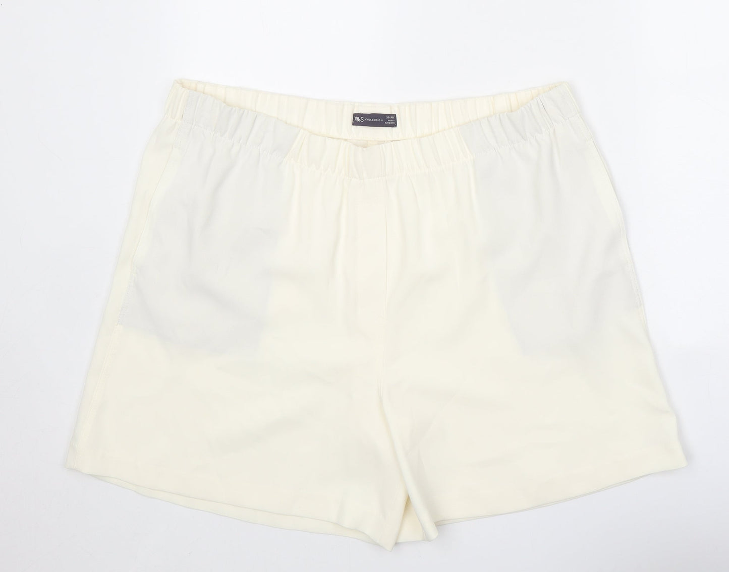 Marks and Spencer Womens White Polyester Basic Shorts Size 20 Regular Pull On