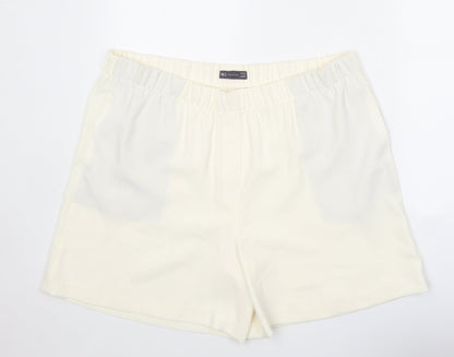 Marks and Spencer Womens White Polyester Basic Shorts Size 20 Regular Pull On