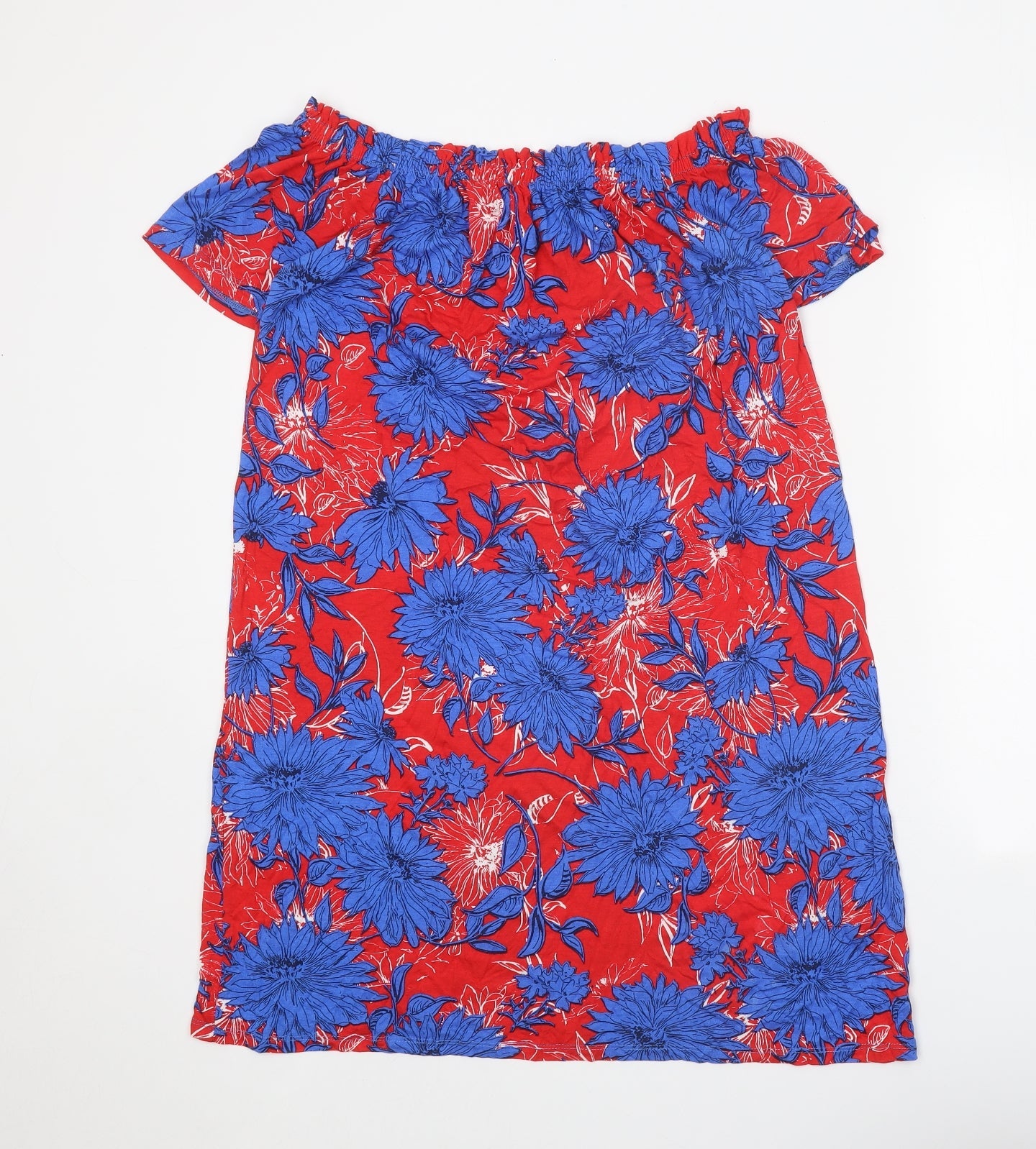 George Womens Red Floral Viscose Shift Size S Off the Shoulder Pullover