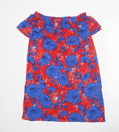 George Womens Red Floral Viscose Shift Size S Off the Shoulder Pullover