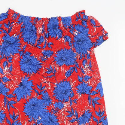 George Womens Red Floral Viscose Shift Size S Off the Shoulder Pullover