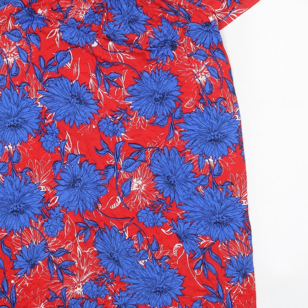 George Womens Red Floral Viscose Shift Size S Off the Shoulder Pullover