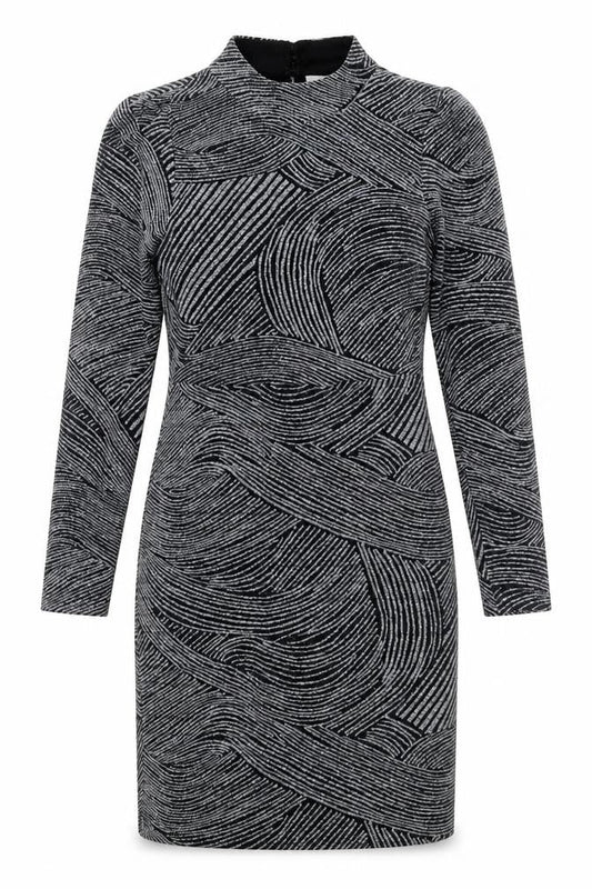 Apricot Womens Black Geometric Nylon Bodycon Size 12 Mock Neck Hook & Eye
