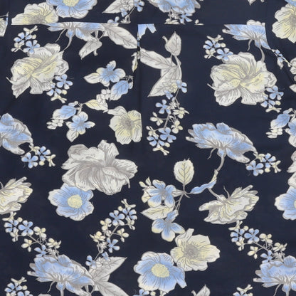 EWM Womens Black Floral Polyester Basic Blouse Size 14 Boat Neck