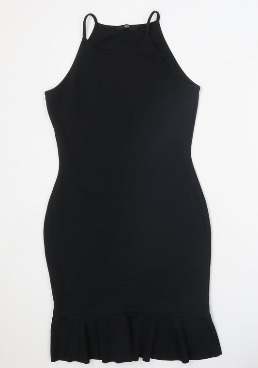 Missguided Womens Black Polyester Bodycon Size 12 Round Neck Pullover