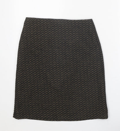 Marks and Spencer Womens Black Geometric Polyester Skort Skirt Size 6 Zip