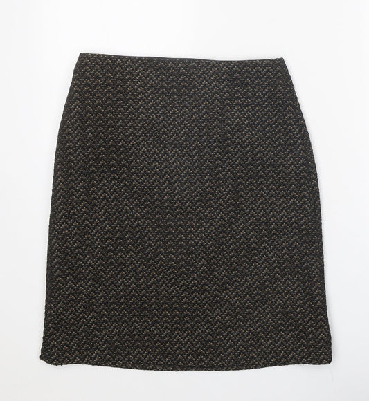 Marks and Spencer Womens Black Geometric Polyester Skort Skirt Size 6 Zip