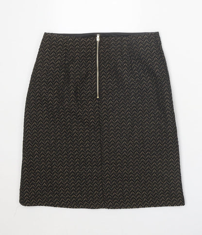 Marks and Spencer Womens Black Geometric Polyester Skort Skirt Size 6 Zip