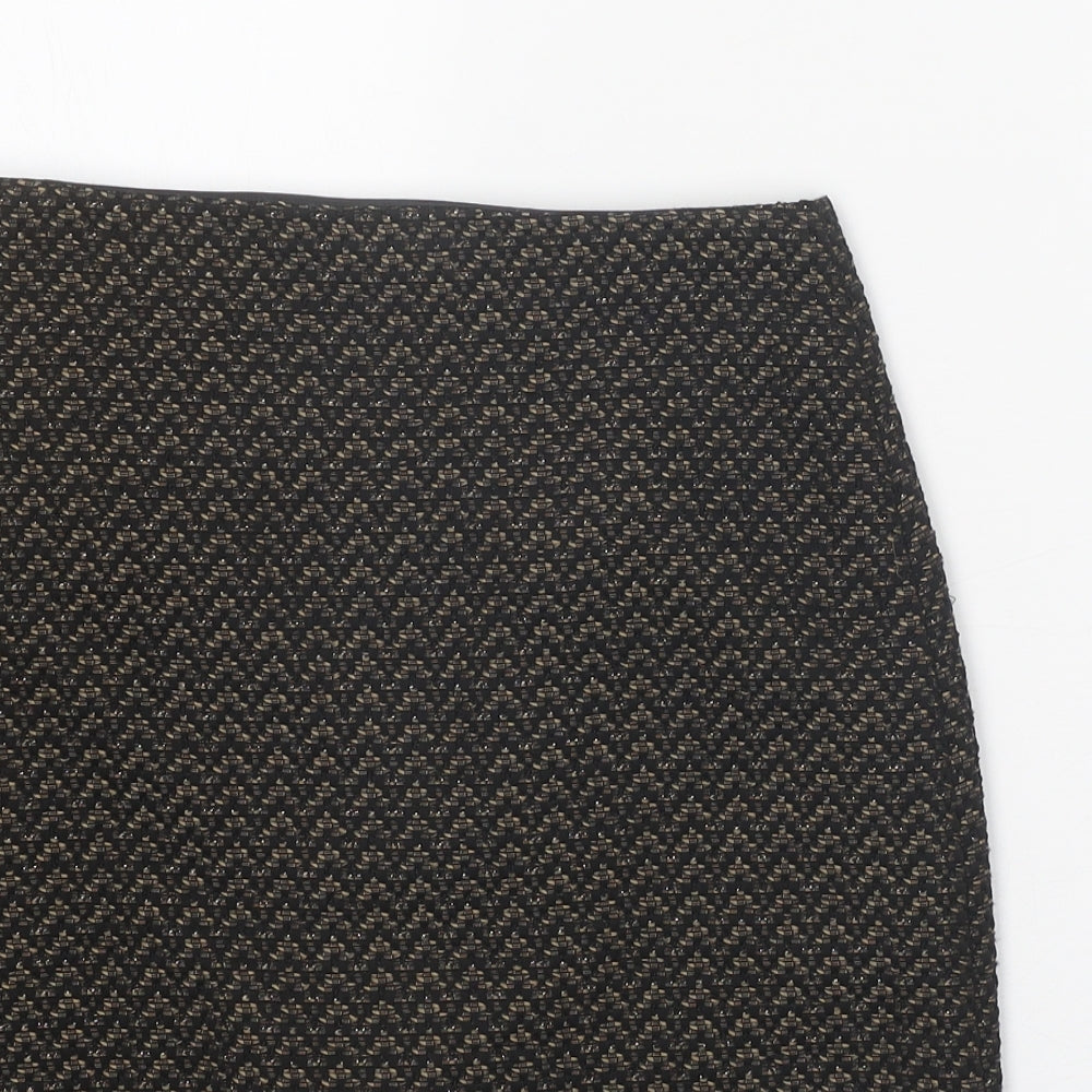 Marks and Spencer Womens Black Geometric Polyester Skort Skirt Size 6 Zip