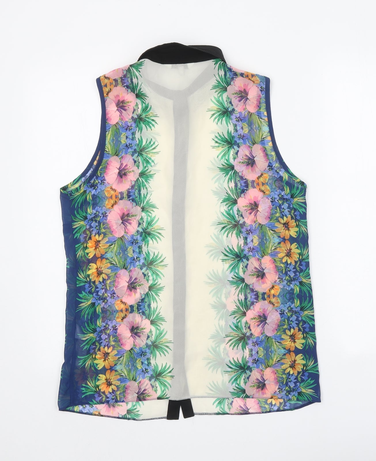 New Look Womens Multicoloured Floral Polyester Basic Button-Up Size 10 Collared