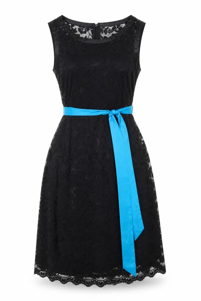 Preworn Womens Black Polyester Fit & Flare One Size Boat Neck Zip
