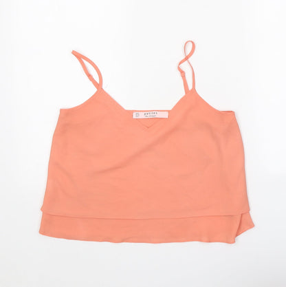 Miss Selfridge Womens Orange Polyester Camisole Tank Size 8 V-Neck - Cropped