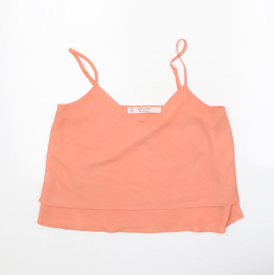 Miss Selfridge Womens Orange Polyester Camisole Tank Size 8 V-Neck - Cropped