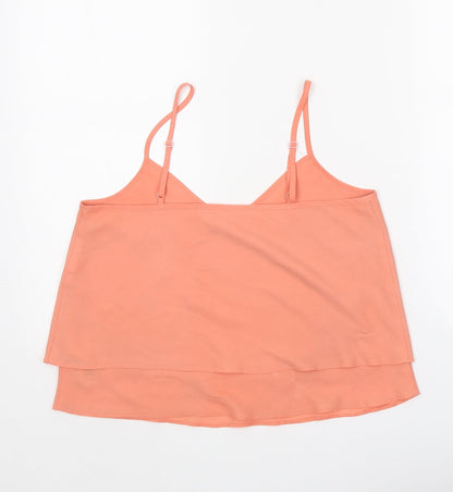 Miss Selfridge Womens Orange Polyester Camisole Tank Size 8 V-Neck - Cropped