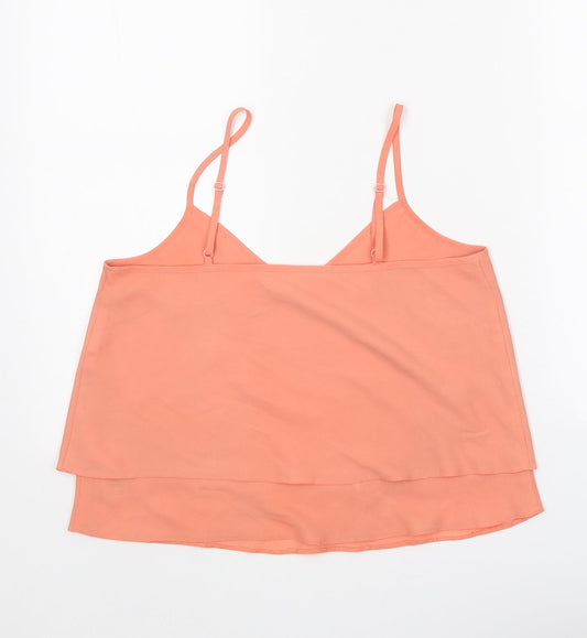 Miss Selfridge Womens Orange Polyester Camisole Tank Size 8 V-Neck - Cropped