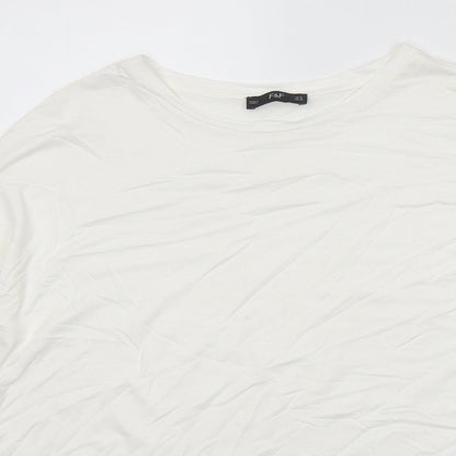 F&F Womens White Viscose Basic T-Shirt Size 14 Scoop Neck - Cold Shoulder