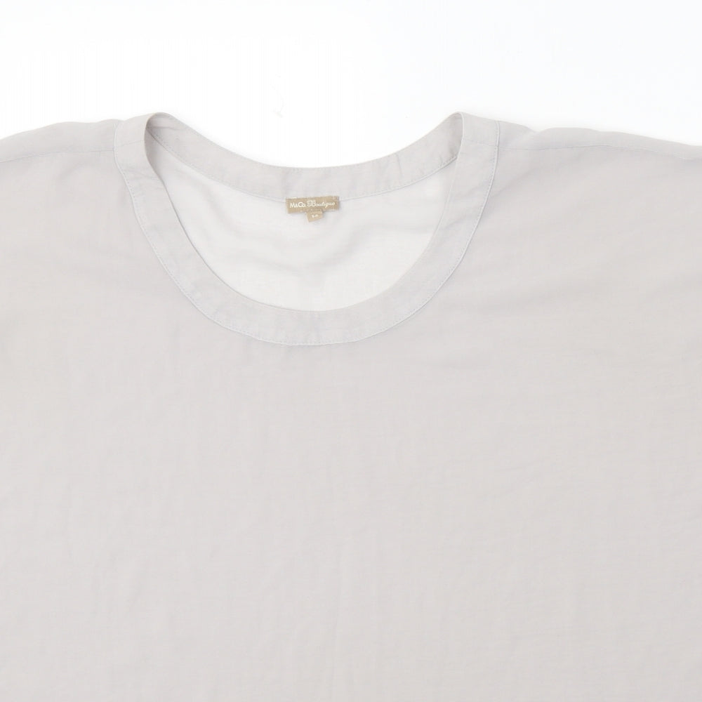M&Co Womens Grey Polyester Basic T-Shirt Size 14 Scoop Neck