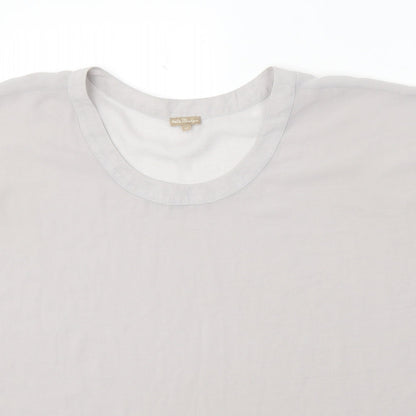 M&Co Womens Grey Polyester Basic T-Shirt Size 14 Scoop Neck